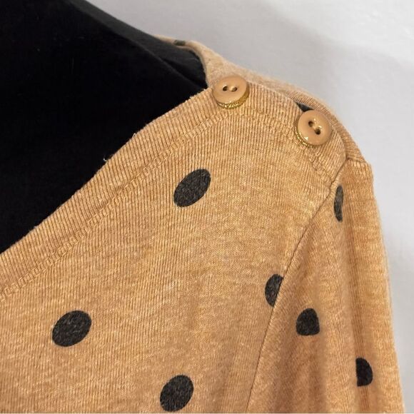 Land's End | Women’s Tan Black Polka Dot Boat Neck Cotton Sweater Top Size S - Picture 7 of 15